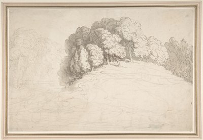 鹿がいる木立の斜面 作： Thomas Rowlandson