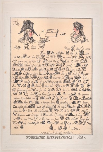 Yorkshire Hieroglyphics、プレート 1、1809 年 3 月 8 日、1809 年 3 月 8 日。 作： Thomas Rowlandson