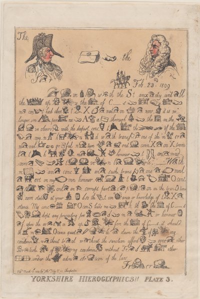 ヨークシャーのヒエログリフ、プレート3、1809年3月13日、1809年3月13日。 作： Thomas Rowlandson
