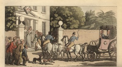 大旅行を終えて帰国する若い英国紳士 作： Thomas Rowlandson