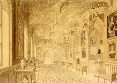 トゥイッケナム、ストロベリーヒルのロングギャラリー（印刷） 作： Thomas Sandby
