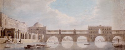 サマセットハウスのテムズ川に架かる橋の設計案 作： Thomas Sandby