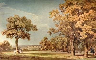 ロングウォークの終わり近くのグレートパークからのウィンザー城、1740〜1798、1934年。 作： Thomas Sandby