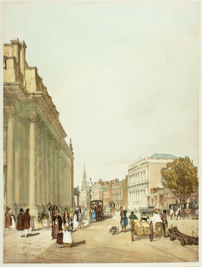 Board of Trade、Whitehall、Downing Street から、プレート 8 から Original Views of London as It Is から 作： Thomas Shotter Boys