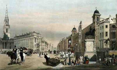 チャリング・クロスからストランドへの入場（「London As It Is」より）、アーティストによる刻印とパブ。 作： Thomas Shotter Boys