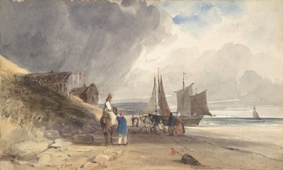 浜辺の人物、北フランス、1830年。 作： Thomas Shotter Boys