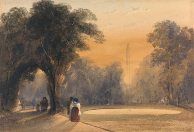 庭園の噴水、パリ: 夕方 作： Thomas Shotter Boys
