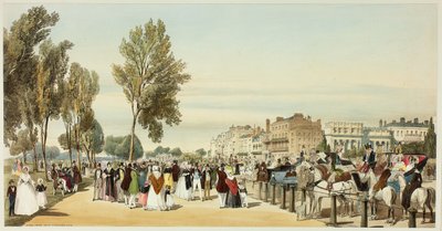 Hyde Park Near Grosvenor Gate、プレート 16 from Original Views of London as It Is 作： Thomas Shotter Boys
