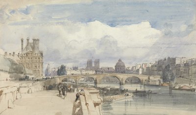 Le Pont Royal、Paris、c.1828（w - c on paper） 作： Thomas Shotter Boys