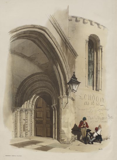 あるがままのロンドン：戸口、テンプル教会 作： Thomas Shotter Boys