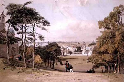 グリニッジから見たロンドン」（「London As It Is」より、画家が彫って出版したもの 作： Thomas Shotter Boys