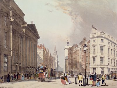 Mansion House and Cheapside、「London As It Is」から、刻印されたパブ。アーティスト、1842 作： Thomas Shotter Boys