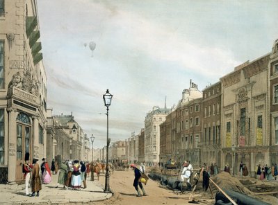 オールド・ボンド・ストリートの角から見たピカデリー（「London As It Is」より）。 作： Thomas Shotter Boys