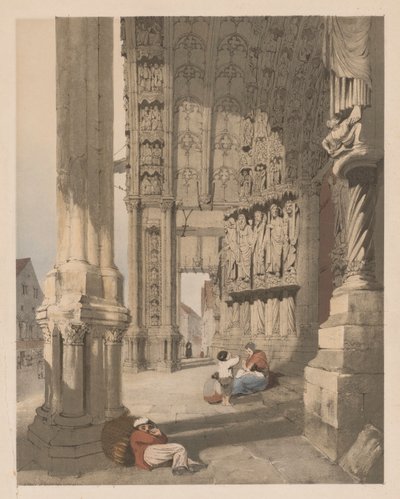 パリ、ゲント、アントワープ、ルーアンなどの美しい建築物: シャルトル大聖堂の南ポーチ、 作： Thomas Shotter Boys
