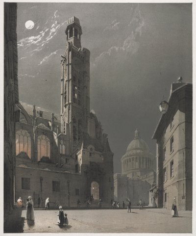 パリ、ゲント、アントワープ、ルーアンの美しい建築物：サンエティエンヌデュモン...、1839年。 作： Thomas Shotter Boys