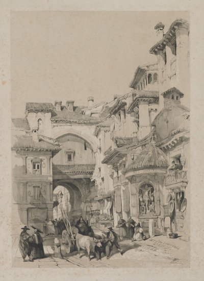 スペインの絵のようなスケッチ：ヴィヴァランブラの門、グラナダ、1837年。 作： Thomas Shotter Boys