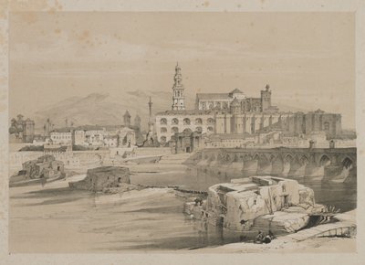 スペインの絵のようなスケッチ：1837年、コルドバのグアダルキヴェルにあるローマ橋の遺跡。 作： Thomas Shotter Boys