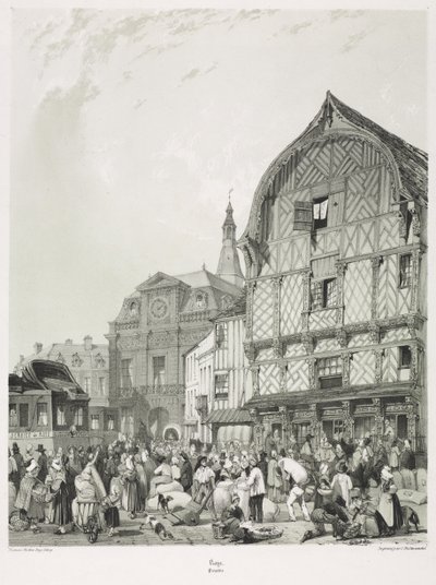 古きフランスの絵のようにロマンチックな旅、ピカルディ集。 2、1840。 作： Thomas Shotter Boys