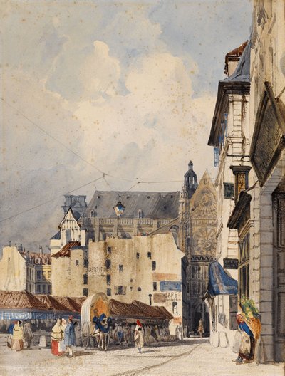 プルヴェール通りとサン・テュスターシュ教会（水彩画） 作： Thomas Shotter Boys