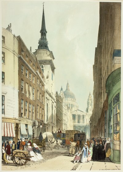 ラドゲート・ヒルからのセント・ポール、『Original Views of London as It Is』より24枚目 作： Thomas Shotter Boys