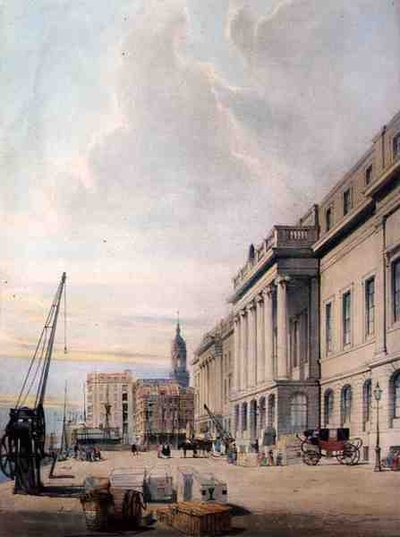 カスタム・ハウス（「London As It Is」より）、アーティストによる刻印とパブ。 作： Thomas Shotter Boys