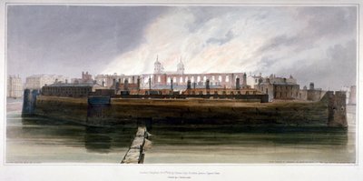 1841 年 10 月 30 日の武器庫火災の翌朝のロンドン塔 作： Thomas Shotter Boys