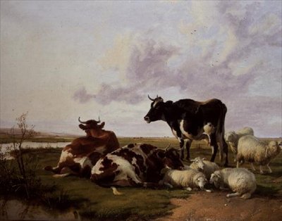 牛・羊の放牧 作： Thomas Sidney Cooper