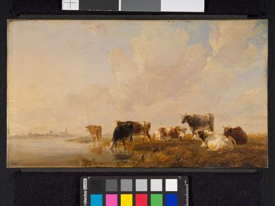 川沿いの牛、1835 作： Thomas Sidney Cooper