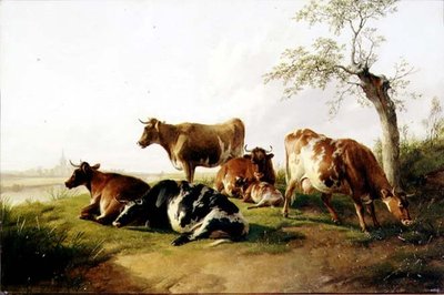 風景の中の牛 作： Thomas Sidney Cooper