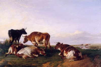 「風景と牛」、1868 作： Thomas Sidney Cooper