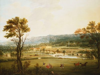 チャッツワース、ダービーシャーの南西からの広大な眺め、 作： Thomas Smith of Derby