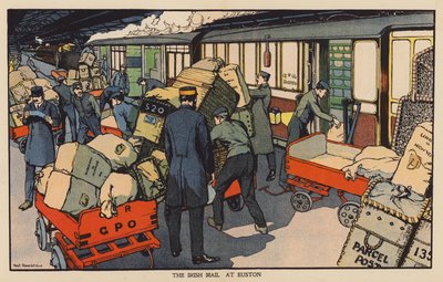 ユーストンのアイリッシュ・メール紙（カラーリトグラフ） 作： Thomas Somerfield