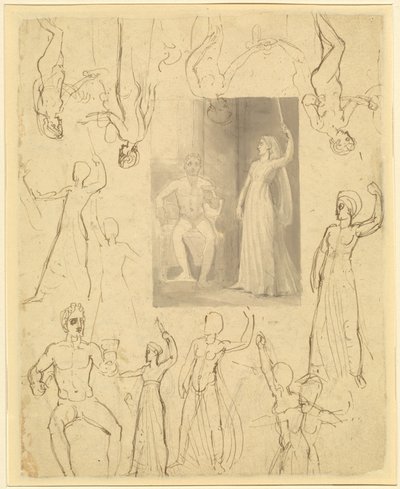 キルケとオデュッセウスの本の挿絵のデザイン [直筆] 作： Thomas Stothard