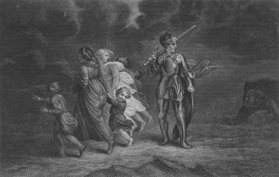 グレートハートはフィーンドを受け取るために立ちます 作： Thomas Stothard