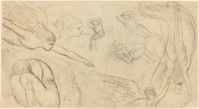 天使と臆病者の研究シート (マックリンの聖書の挿絵?) 作： Thomas Stothard