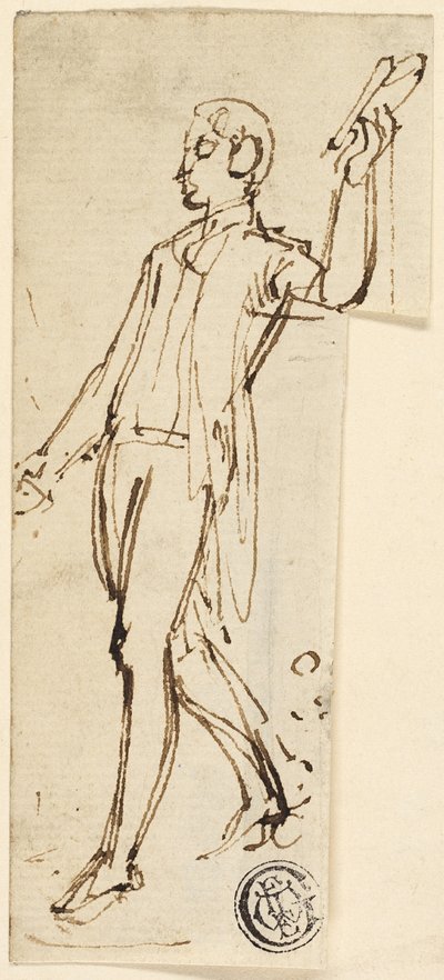 腕を上げて立っている人のスケッチ 作： Thomas Stothard