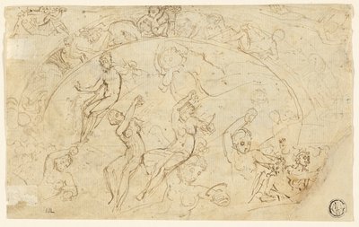 Silver Salver のスケッチ (直訳); フリーズのスケッチ、女性のグループ (裏面) 作： Thomas Stothard
