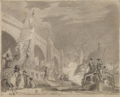 ウェストミンスター ブリッジとロイヤル バージ (The Royal Barge and Westminster) 作： Thomas Stothard