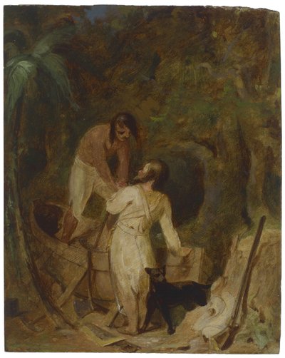 ロビンソンクルーソーと金曜日のボートビルディング、1856年頃 作： Thomas Sully