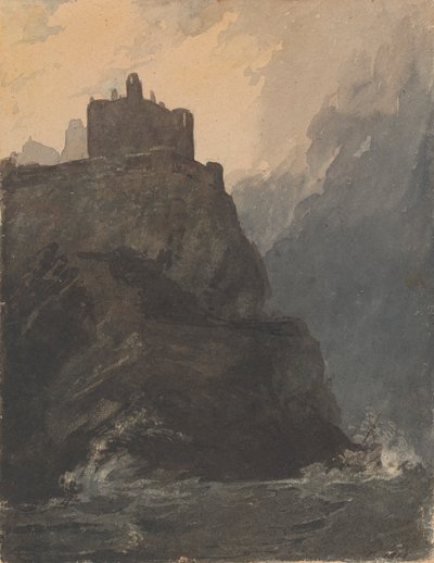 崖の上の城、嵐の海、崖のふもとの難破船 作： Thomas Sully