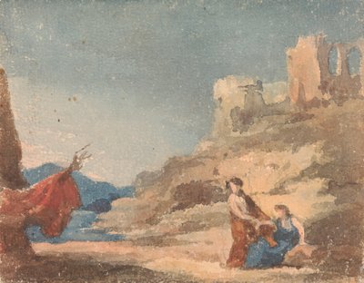 丘の上の遺跡の中の人物 作： Thomas Sully