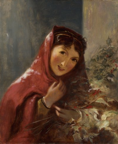 ホリーの枝を運ぶ女性、1850 作： Thomas Sully