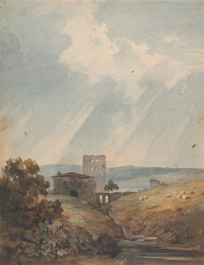 城、丘、山のある風景 作： Thomas Sully