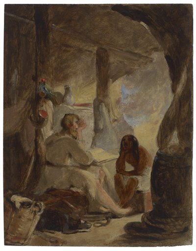 ロビンソンクルーソーと金曜の洞窟、1856年頃 作： Thomas Sully