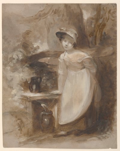 泉で水を得る若い女の子 作： Thomas Sully