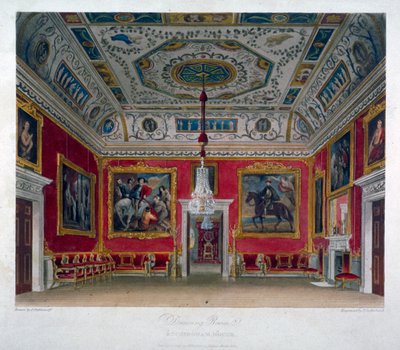 バッキンガム ハウス、ウェストミンスター、ロンドン、1817 の応接室の内部ビュー 作： Thomas Sutherland
