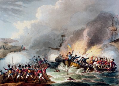 「イギリス軍のエジプト上陸、1801 年 3 月」、1815 年 作： Thomas Sutherland