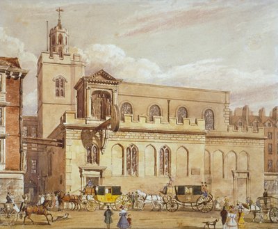 西の聖ダンスタン教会、フリート ストリート、ロンドン市、1827 年 作： Thomas Talbot Bury