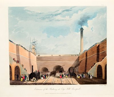 「エッジヒルの鉄道の入り口」、リバプール、1831 作： Thomas Talbot Bury