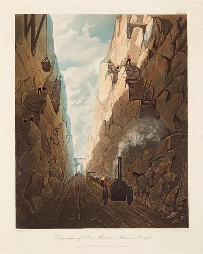 「オリーブ山の発掘、リバプールから 4 マイル」、1831 年 作： Thomas Talbot Bury